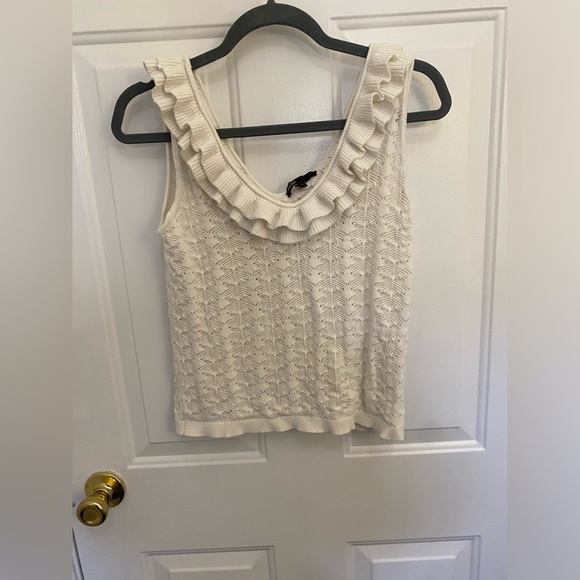 Maje Tops - Women’s Maje Paris size 2 white sleeveless knit top with ruffles *authentic*